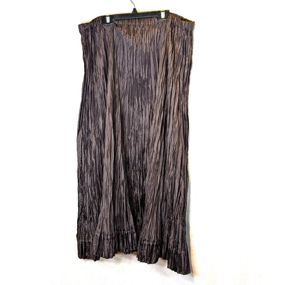 Skirt by Simon Chang Brown Crinkled Voluminous Size 12 - Picture 2 of 5